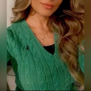 Green Ralph Lauren cable knit sweater